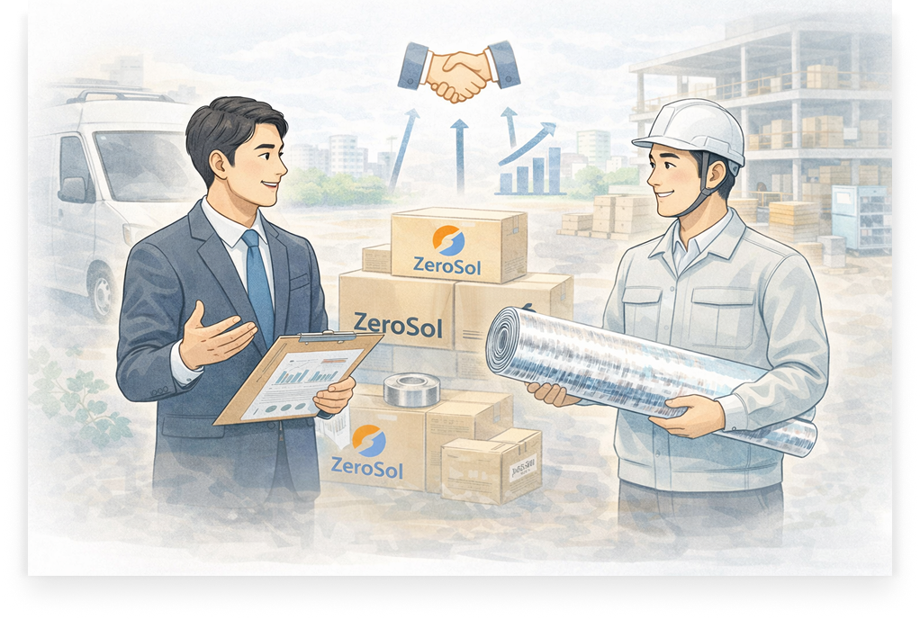 販売代理店としてZeroSol製品を取り扱うイメージ